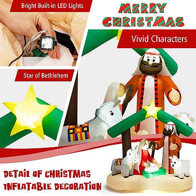 6.7FT Inflatable Nativity Scene Christmas Decoration with LED Lights