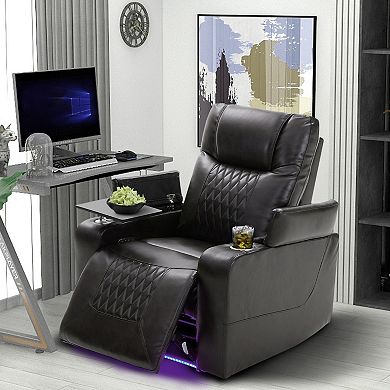 Whisen Electric Power Lift Recliner with USB Charging Port, 2 Cup Holders and 360° Swivel Tray Table