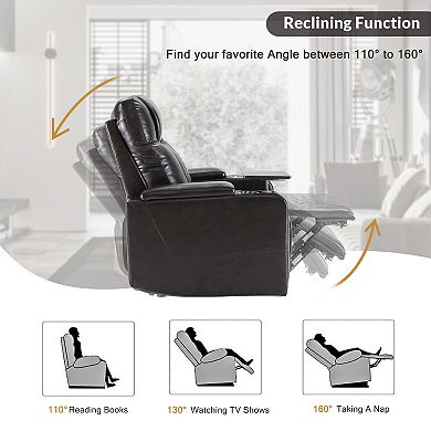 Whisen Electric Power Lift Recliner with USB Charging Port, 2 Cup Holders and 360° Swivel Tray Table