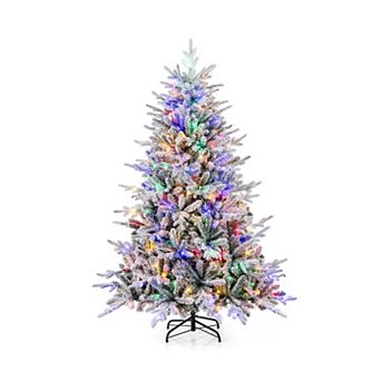 6FT Flocked Christmas Tree with 8 Light Modes and Multicolor LEDs