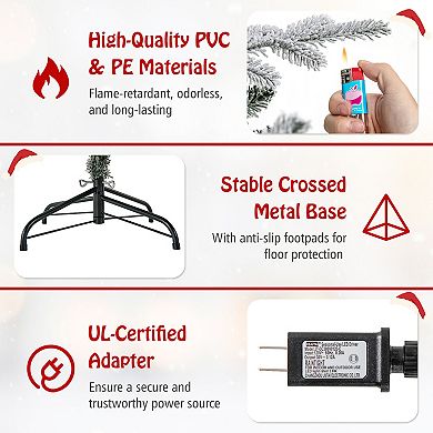 6FT Flocked Christmas Tree with 8 Light Modes and Multicolor LEDs