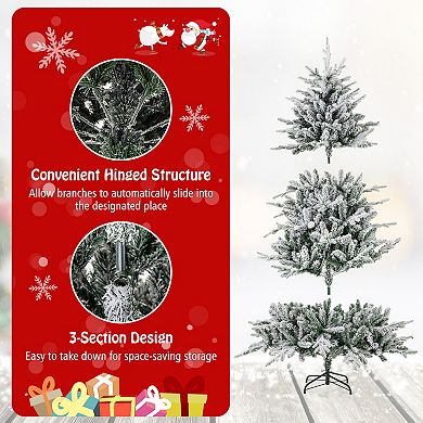 6FT Flocked Christmas Tree with 8 Light Modes and Multicolor LEDs