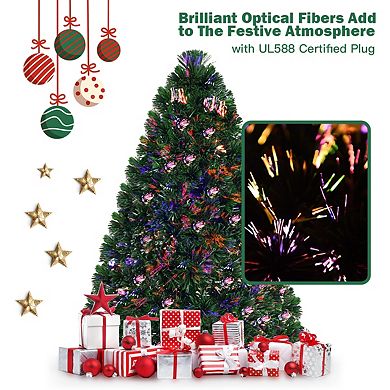3/4/5/6FT Fiber Optic Artificial PVC Christmas Tree with LED Lights - 3FT