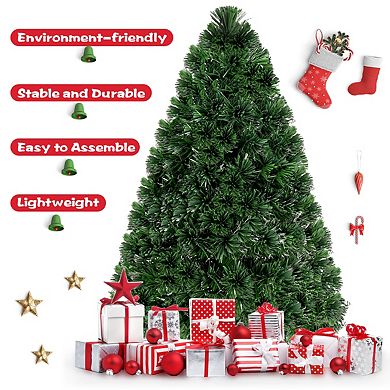 3/4/5/6FT Fiber Optic Artificial PVC Christmas Tree with LED Lights - 3FT