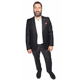 Elie Balleh Mens Slim Fit Solid Plaid Sports Coat Jacket