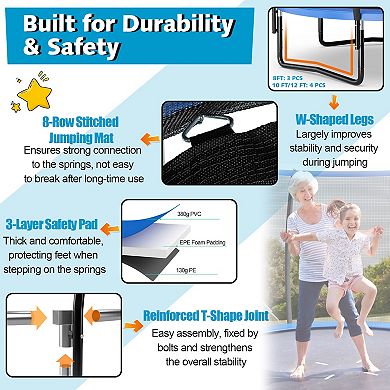 8 Feet ASTM Approved Recreational Trampoline with Ladder-Blue