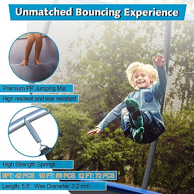 8 Feet ASTM Approved Recreational Trampoline with Ladder-Blue