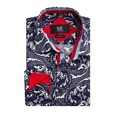 Elie Balleh Slim Fit Mens Paisley Sport Button-Down Shirt