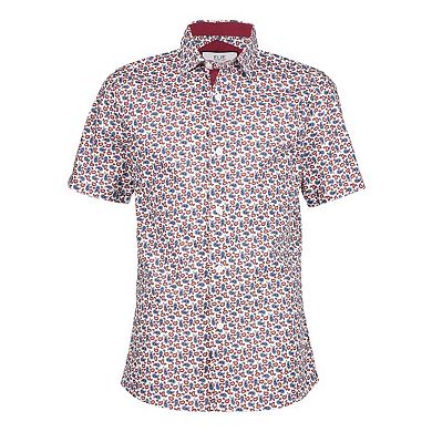Elie Balleh Slim Fit Mens Paisley Short Sleeve Button-Down Shirt