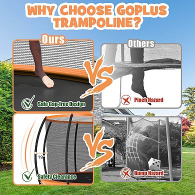 12FT ASTM Certified Black Trampoline with Safety Net and Ladder