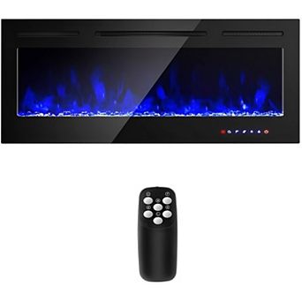 50” Recessed Wall Mounted Electric Fireplace with Adjustable Brightness