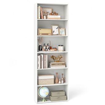 6 tier Bookcase 70 Inch Tall Open Shelf Storage Unit with Anti Toppling Kits