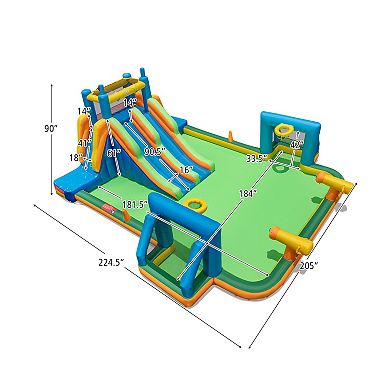 Inflatable Water Park with Blower and Dual Slides, Backyard Splash Bouncer