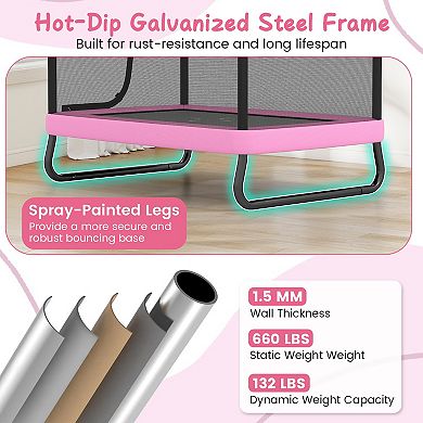 Kids Trampoline With Swing and Horizontal Bar 6 Ft Rectangle Indoor Outdoor