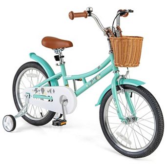 Kids Bike with Training Wheels, Basket and Bell for Ages 4-8, 16 or 18 Inch