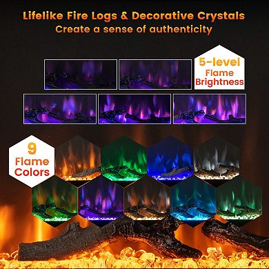 50 Inches Electric Fireplace in-Wall Recessed with Remote Control