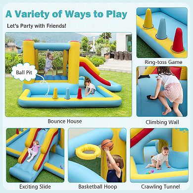 Inflatable Bounce House 7 In 1 Bouncy Castle With Slide Tunnel Ball Pit