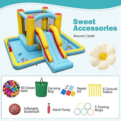 Inflatable Bounce House 7 In 1 Bouncy Castle With Slide Tunnel Ball Pit