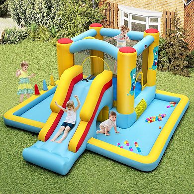 Inflatable Bounce House 7 In 1 Bouncy Castle With Slide Tunnel Ball Pit