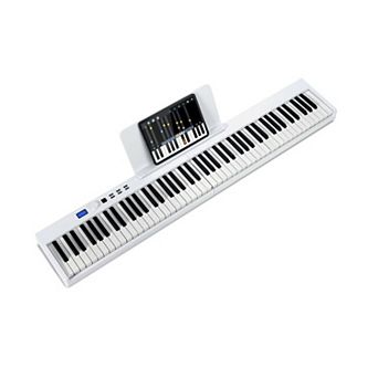 88-Key Foldable Digital Piano with MIDI and Wireless BT-White