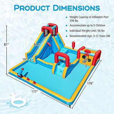 Inflatable Water Slide Park 9 In 1 Bounce House With 750W Blower