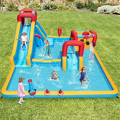 Inflatable Water Slide Park 9 In 1 Bounce House With 750W Blower