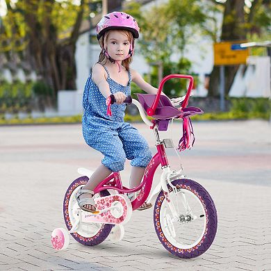 Kids Bike with Training Wheels and Doll Seat