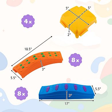 Colorful Kids Wavy Balance Beam with Textured Surface and Non-slip Foot Pads