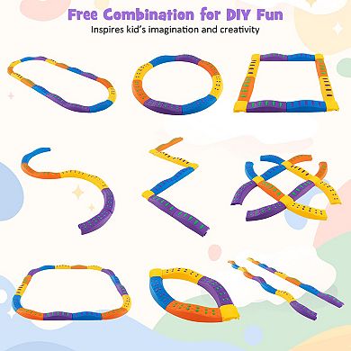 Colorful Kids Wavy Balance Beam with Textured Surface and Non-slip Foot Pads