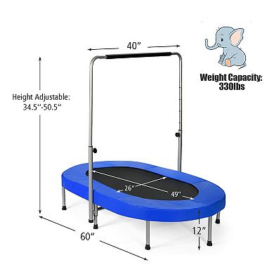 Blue 2-Person Foldable Kids Mini Rebounder Trampoline