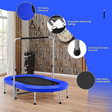 Blue 2-Person Foldable Kids Mini Rebounder Trampoline