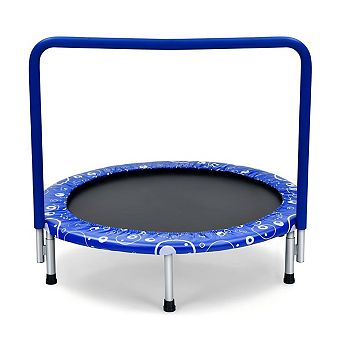 Kids Trampoline with Safety Handle and Quiet Bungee Cords for Indoor and Outdoor Play