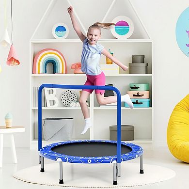 Kids Trampoline with Safety Handle and Quiet Bungee Cords for Indoor and Outdoor Play
