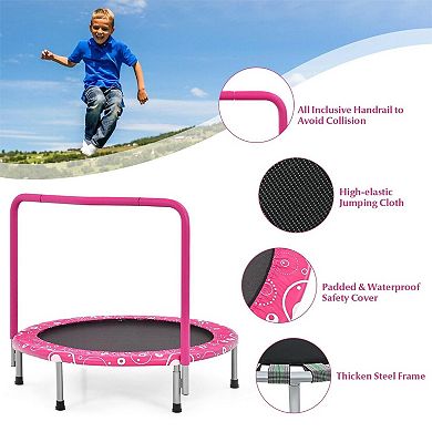 36 Inch Kids Mini Trampoline Rebounder with Covered Handrail