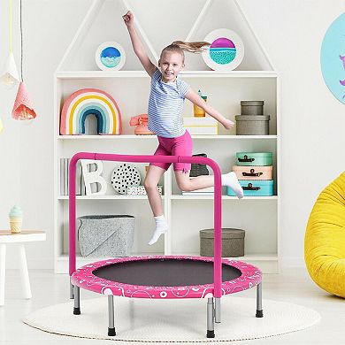 36 Inch Kids Mini Trampoline Rebounder with Covered Handrail