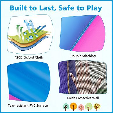 Inflatable Bounce House with Slide Splash Pool and Ring Tossing Games without Blower