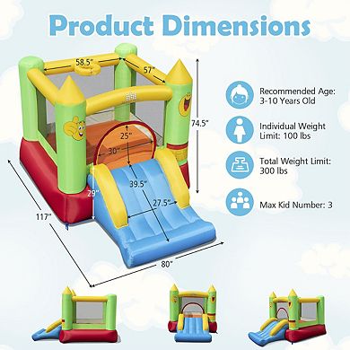 Inflatable Bounce House With Slide and 480W Blower for Kids