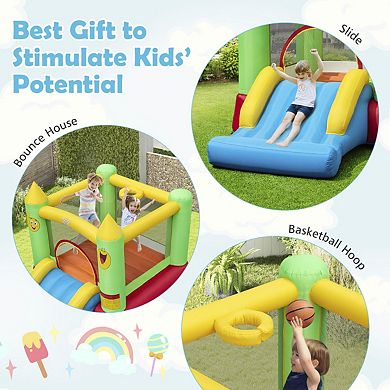 Inflatable Bounce House With Slide and 480W Blower for Kids