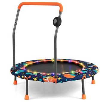 Kids Mini Trampoline with Music Lights Handle and Bluetooth Speaker