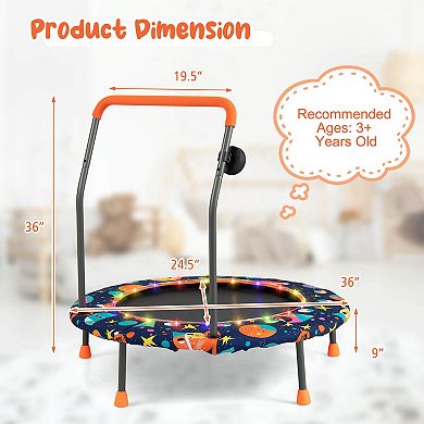 Kids Mini Trampoline with Music Lights Handle and Bluetooth Speaker