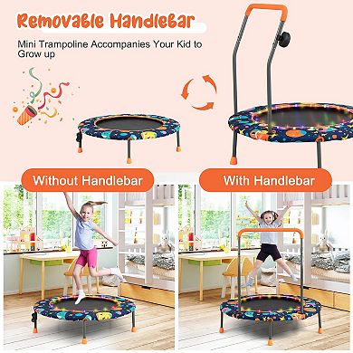 Kids Mini Trampoline with Music Lights Handle and Bluetooth Speaker