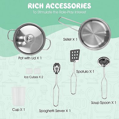 Corner Wooden Kids Kitchen Playset with Cookware Accessories