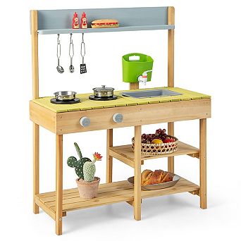 Backyard Pretend Play Toy Kitchen with Stove Top