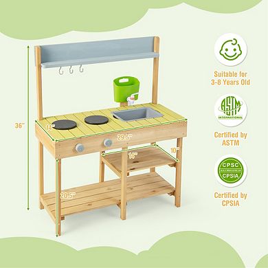 Backyard Pretend Play Toy Kitchen with Stove Top