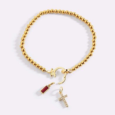 Cross Charm Birthstone Bracelet
