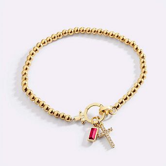 Cross Charm Birthstone Bracelet