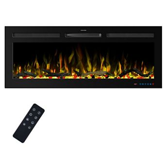 42" Modern Built-In Wall Mounted Smart Indoor Electric Fireplace with Remote and APP Control
