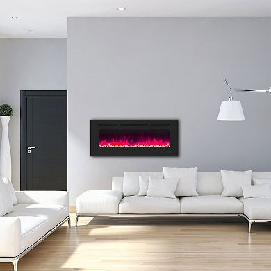 42" Modern Built-In Wall Mounted Smart Indoor Electric Fireplace with Remote and APP Control