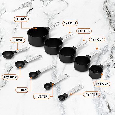 Cheer Collection Measuring Cups and Spoons Set with Stainless Steel Handles for Precise Cooking