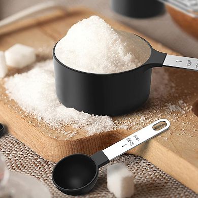 Cheer Collection Measuring Cups and Spoons Set with Stainless Steel Handles for Precise Cooking